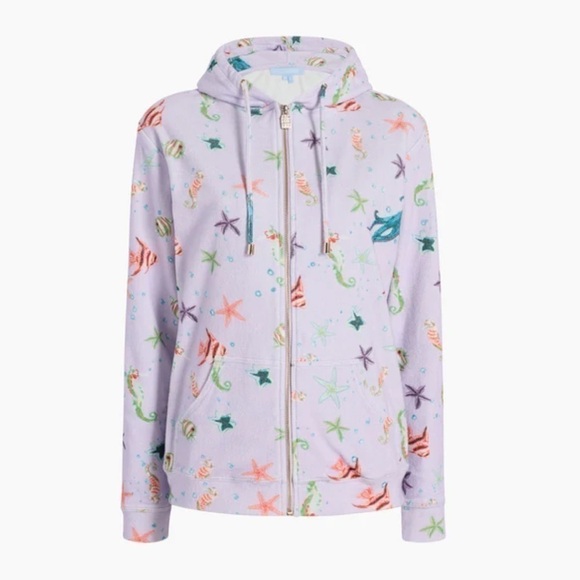 New! Hill House The Allie Zip-Up - Sea Creatures Terry Cloth - Picture 1 of 6